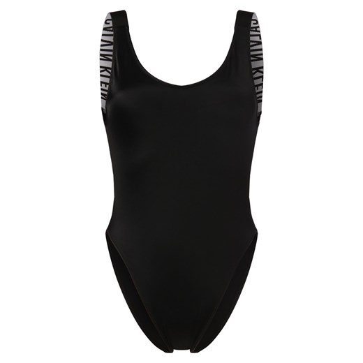 Calvin Klein Damski kostium kąpielowy Kobiety Sztuczne włókno czarny jednolity ze sklepu vangraaf w kategorii Stroje kąpielowe - zdjęcie 169875768