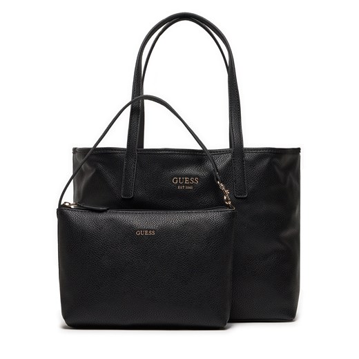 Guess shopper bag matowa duża czarna elegancka na ramię