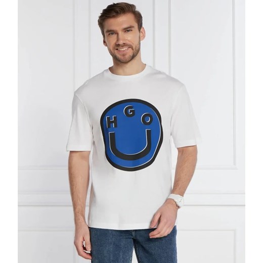 T-shirt męski Hugo Blue z krótkim rękawem biały