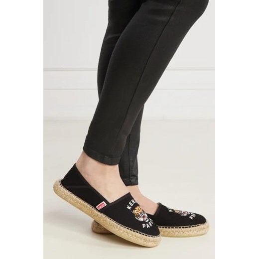 Espadryle damskie Kenzo czarne casual płaskie bez zapięcia z tworzywa sztucznego na lato