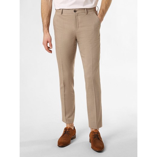 Selected Męskie spodnie od garnituru modułowego Mężczyźni Slim Fit beżowy wypukły wzór tkaniny ze sklepu vangraaf w kategorii Spodnie męskie - zdjęcie 169878675