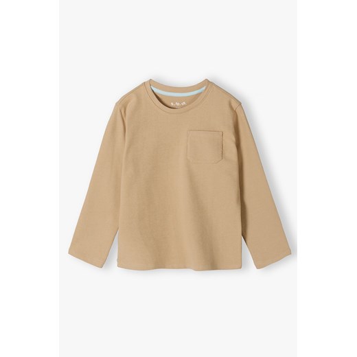 Bawełniana beżowa bluzka z długim rękawem dla chłopca - 5.10.15. ze sklepu 5.10.15 w kategorii T-shirty chłopięce - zdjęcie 169880366