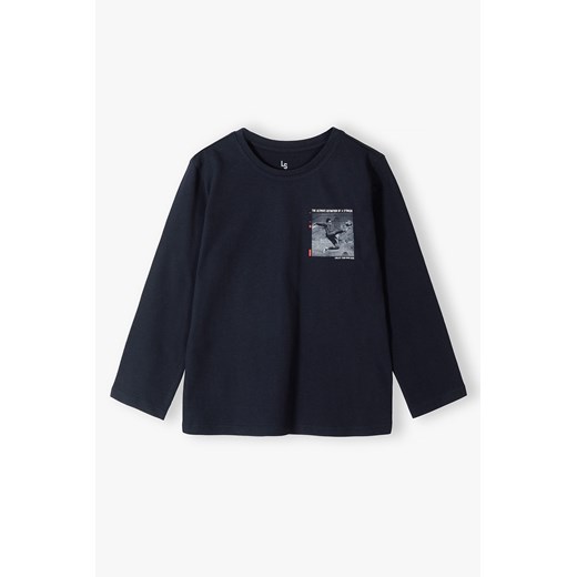 Granatowa bluzka bawełniana z długim rękawem dla chłopca Lincoln & Sharks By 5.10.15. 152 promocyjna cena 5.10.15