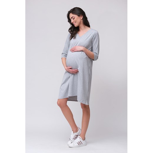 Sukienka dla kobiet w ciąży oversize rękaw 3/4 szary melanż L 5.10.15