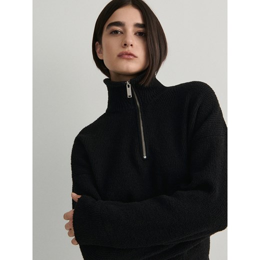 Reserved - Sweter z rozpinanym golfem - czarny ze sklepu Reserved w kategorii Swetry damskie - zdjęcie 169881869