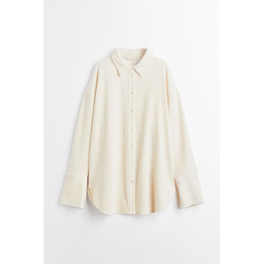 H & M - Koszula welurowa w prążki - Beżowy H & M S H&M