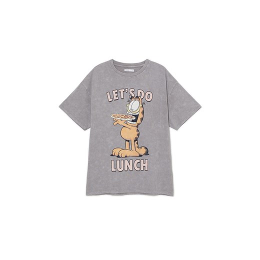 Cropp - Szara koszulka z nadrukiem Garfield - jasny szary ze sklepu Cropp w kategorii Bluzki damskie - zdjęcie 169883238