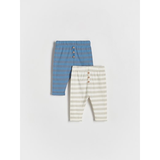 Reserved - Bawełniane spodnie w paski 2 pack - złamana biel ze sklepu Reserved w kategorii Spodnie i półśpiochy - zdjęcie 169883338