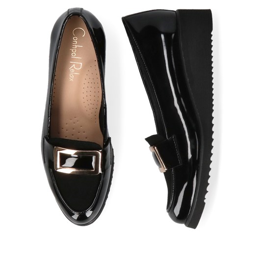 Damskie, czarne loafersy ze skóry zamszowej, Conhpol Relax, RE2763-01 40 Konopka Shoes