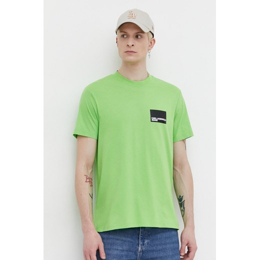 Karl Lagerfeld Jeans t-shirt bawełniany męski kolor zielony z nadrukiem ze sklepu ANSWEAR.com w kategorii T-shirty męskie - zdjęcie 169886935