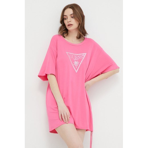 Guess t-shirt damski kolor różowy E4GI00 K68D2 ze sklepu ANSWEAR.com w kategorii Bluzki damskie - zdjęcie 169887538