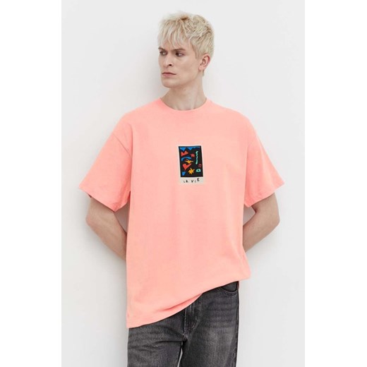 Volcom t-shirt bawełniany x ARTHUR LONGO męski kolor różowy z nadrukiem ze sklepu ANSWEAR.com w kategorii T-shirty męskie - zdjęcie 169887567