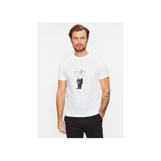 KARL LAGERFELD T-Shirt Crewneck 755071 Biały Regular Fit ze sklepu MODIVO w kategorii T-shirty męskie - zdjęcie 169896345