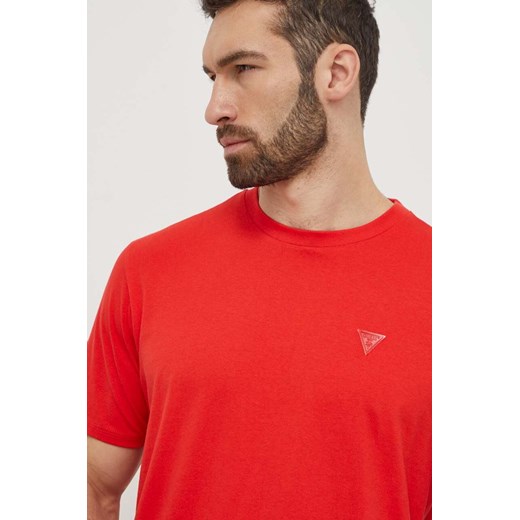 Guess t-shirt bawełniany męski kolor czerwony z aplikacją F3GI00 K8HM0 ze sklepu ANSWEAR.com w kategorii T-shirty męskie - zdjęcie 169903879