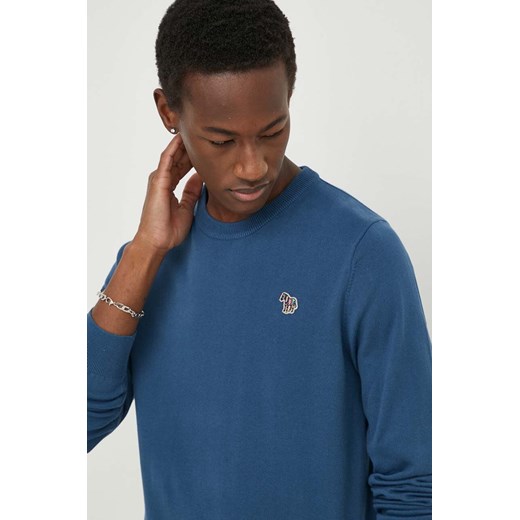 PS Paul Smith sweter bawełniany kolor niebieski lekki ze sklepu ANSWEAR.com w kategorii Swetry męskie - zdjęcie 169904037