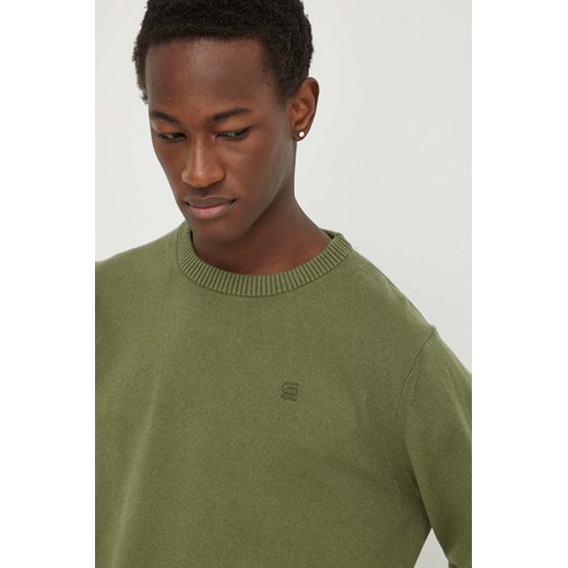 G-Star Raw sweter z domieszką wełny męski kolor zielony lekki ze sklepu ANSWEAR.com w kategorii Swetry męskie - zdjęcie 169904236