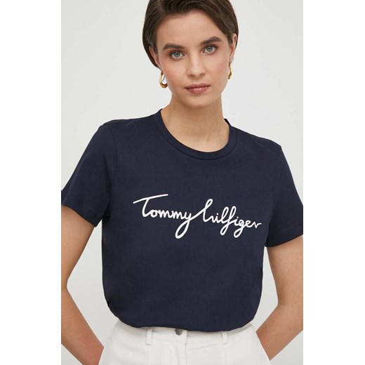 Bluzka damska Tommy Hilfiger z okrągłym dekoltem z krótkimi rękawami młodzieżowa na lato 