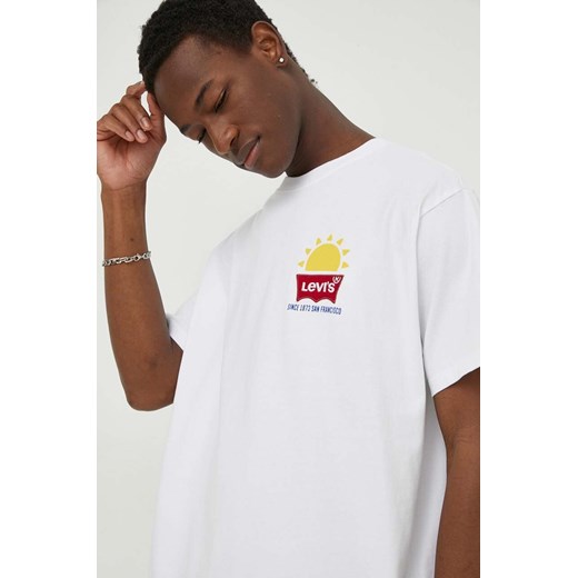 Levi&apos;s t-shirt bawełniany męski kolor biały z aplikacją ze sklepu ANSWEAR.com w kategorii T-shirty męskie - zdjęcie 169904459