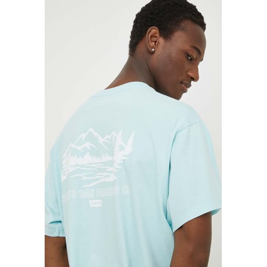 Levi&apos;s t-shirt bawełniany męski kolor turkusowy z aplikacją ze sklepu ANSWEAR.com w kategorii T-shirty męskie - zdjęcie 169904489