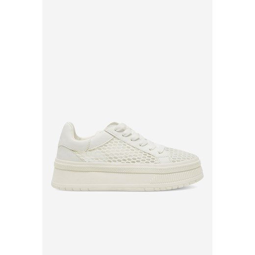 Buty sportowe damskie DeeZee sneakersy białe na płaskiej podeszwie wiosenne sznurowane