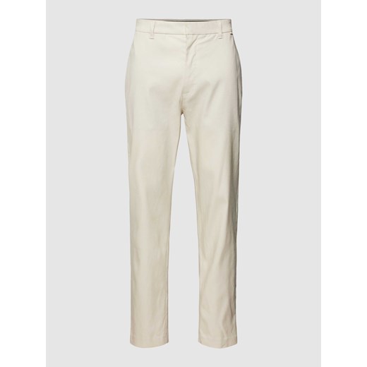 Spodnie lniane o kroju tapered fit z detalem z logo XL Peek&Cloppenburg 