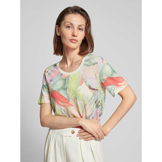 T-shirt lniany z kwiatowym nadrukiem na całej powierzchni model ‘Esra’ Toni Dress 46 Peek&Cloppenburg 