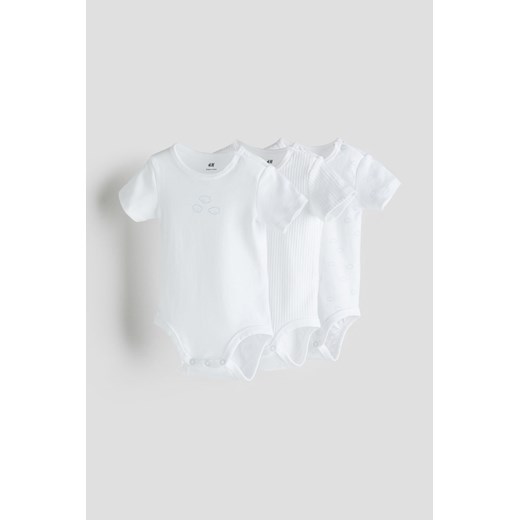 H & M - Body z bawełnianego dżerseju 3-pak - Biały ze sklepu H&M w kategorii Body niemowlęce - zdjęcie 169907567
