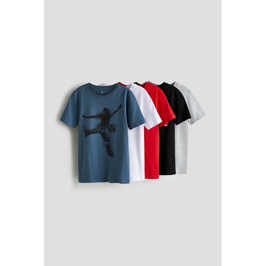 H & M - Bawełniany T-shirt 5-pak - Niebieski ze sklepu H&M w kategorii T-shirty chłopięce - zdjęcie 169908135