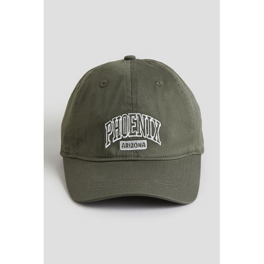 H & M - Bawełniana czapka z daszkiem i z haftem - Zielony ze sklepu H&M w kategorii Czapki dziecięce - zdjęcie 169908588