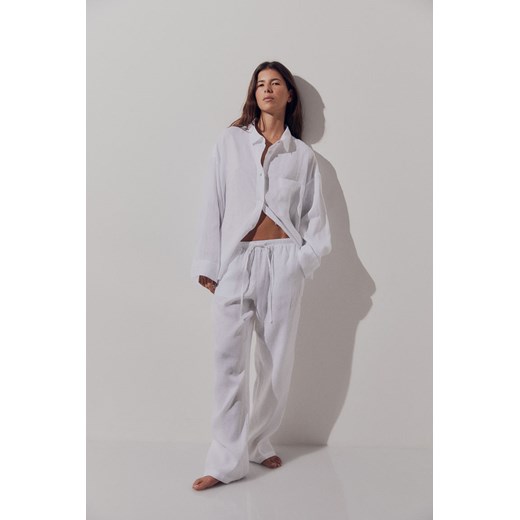 H & M - Lniane spodnie - Biały ze sklepu H&M w kategorii Spodnie damskie - zdjęcie 169908928