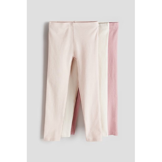 H & M - Dżersejowe legginsy 3-pak - Różowy ze sklepu H&M w kategorii Spodnie dziewczęce - zdjęcie 169909286