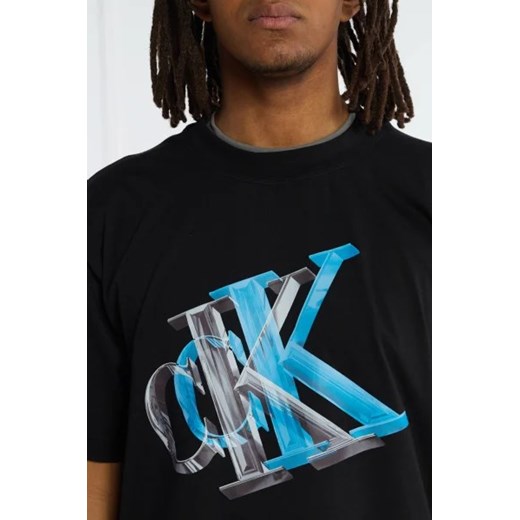 Calvin Klein t-shirt męski czarny z krótkim rękawem w nadruki 