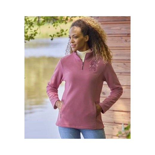 Sweter z mikropolaru z kwiatowym haftem ze sklepu Atlas For Men w kategorii Bluzy damskie - zdjęcie 169913915