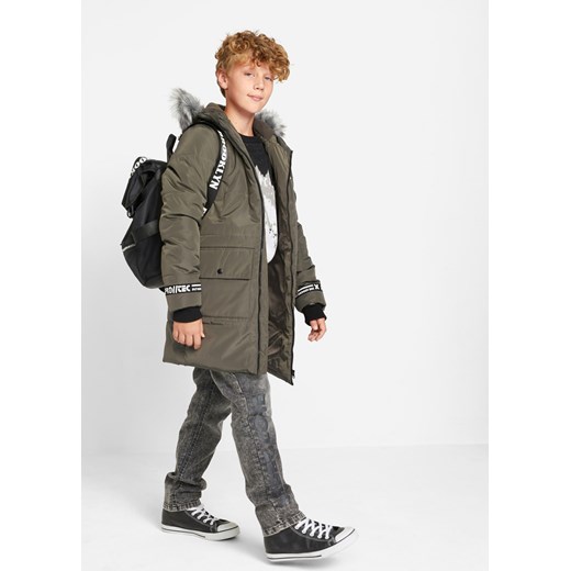 Parka zimowa chłopięca z odpinanym sztucznym futerkiem 104/110 bonprix