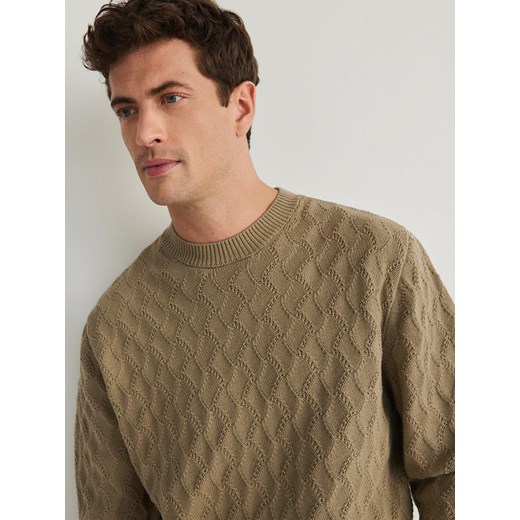 Reserved - Strukturalny sweter - oliwkowy Reserved L Reserved