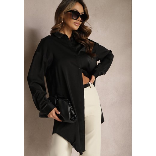 Czarna Gładka Koszula na Guziki Daphrae ze sklepu Renee odzież w kategorii Koszule damskie - zdjęcie 169937116