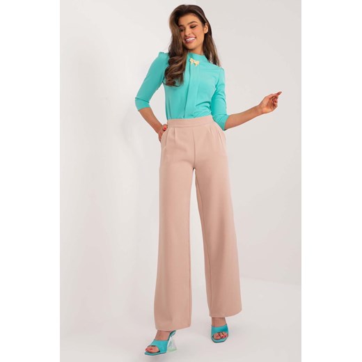 Camelowe spodnie  damskie materiałowe eleganckie ze sklepu 5.10.15 w kategorii Spodnie damskie - zdjęcie 169960376
