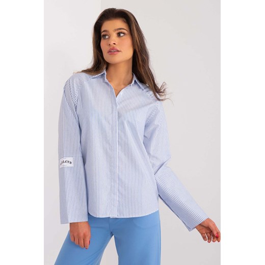 Jasnoniebiesko-biała casualowa koszula damska w paski S 5.10.15