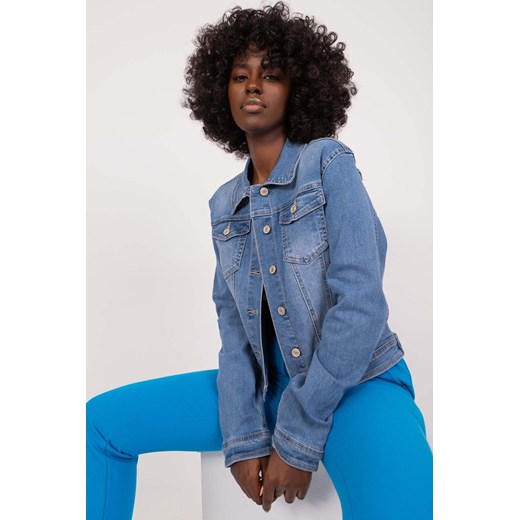 Niebieska klasyczna kurtka jeansowa damska z guzikami M 5.10.15