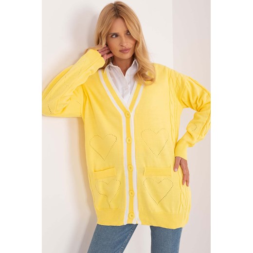 Żółty dzianinowy sweter damski rozpinany w warkocze Badu one size 5.10.15