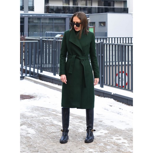 FORSETI Ocieplany płaszcz na magnes butelkowa zieleń P02002 P02002, Rozmiar: M ze sklepu forseti.net.pl w kategorii Płaszcze damskie - zdjęcie 169961035