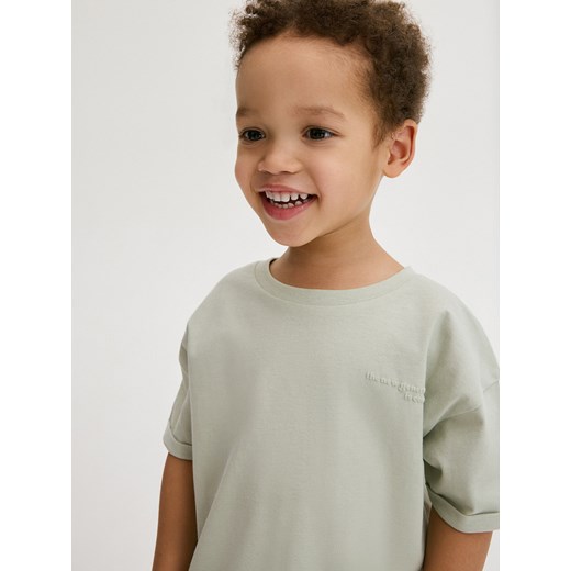 Reserved - T-shirt oversize z napisami - jasnozielony ze sklepu Reserved w kategorii Koszulki niemowlęce - zdjęcie 169965939