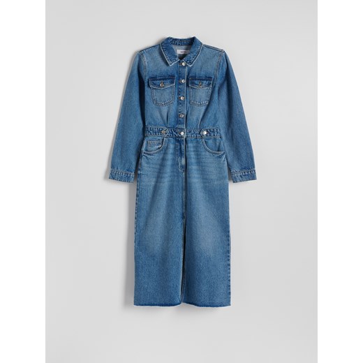 Reserved - Jeansowa sukienka midi - niebieski Reserved L Reserved