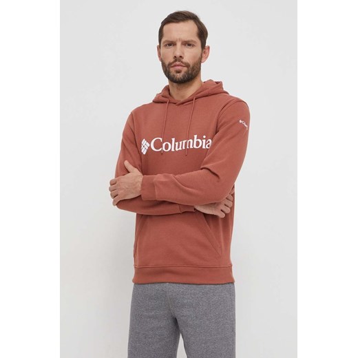 Columbia bluza CSC Basic Logo męska kolor czerwony z kapturem z nadrukiem 1681664 ze sklepu ANSWEAR.com w kategorii Bluzy męskie - zdjęcie 169966637