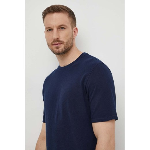 Sisley t-shirt bawełniany męski kolor granatowy gładki ze sklepu ANSWEAR.com w kategorii T-shirty męskie - zdjęcie 169967539