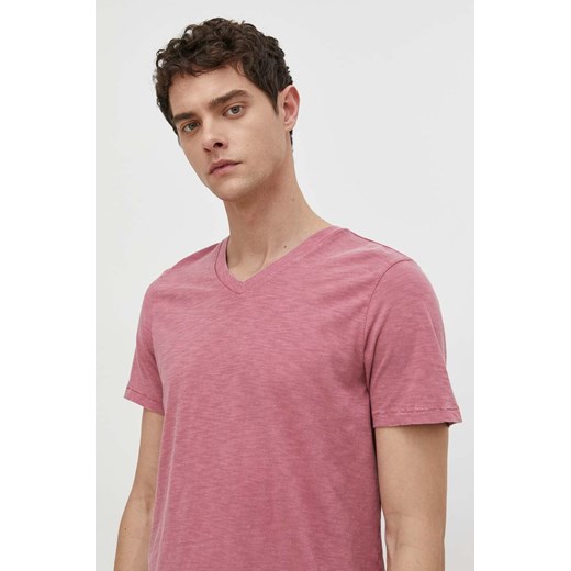 Superdry t-shirt bawełniany męski kolor różowy gładki ze sklepu ANSWEAR.com w kategorii T-shirty męskie - zdjęcie 169967649