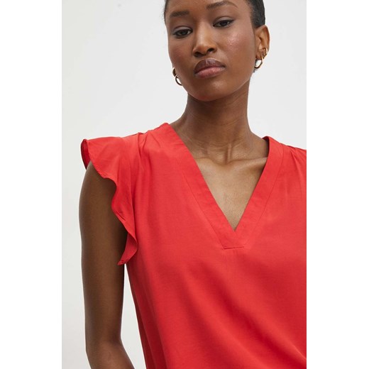 Answear Lab bluzka damska kolor czerwony gładka ze sklepu ANSWEAR.com w kategorii Bluzki damskie - zdjęcie 169967709