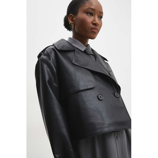 Answear Lab kurtka damska kolor czarny przejściowa oversize ze sklepu ANSWEAR.com w kategorii Płaszcze damskie - zdjęcie 169967746