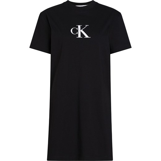 Sukienka Calvin Klein prosta mini z krótkim rękawem z napisem 