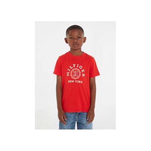 Tommy Hilfiger T-Shirt Monotype Arch KB0KB08802 Czerwony Regular Fit ze sklepu MODIVO w kategorii T-shirty chłopięce - zdjęcie 169973826
